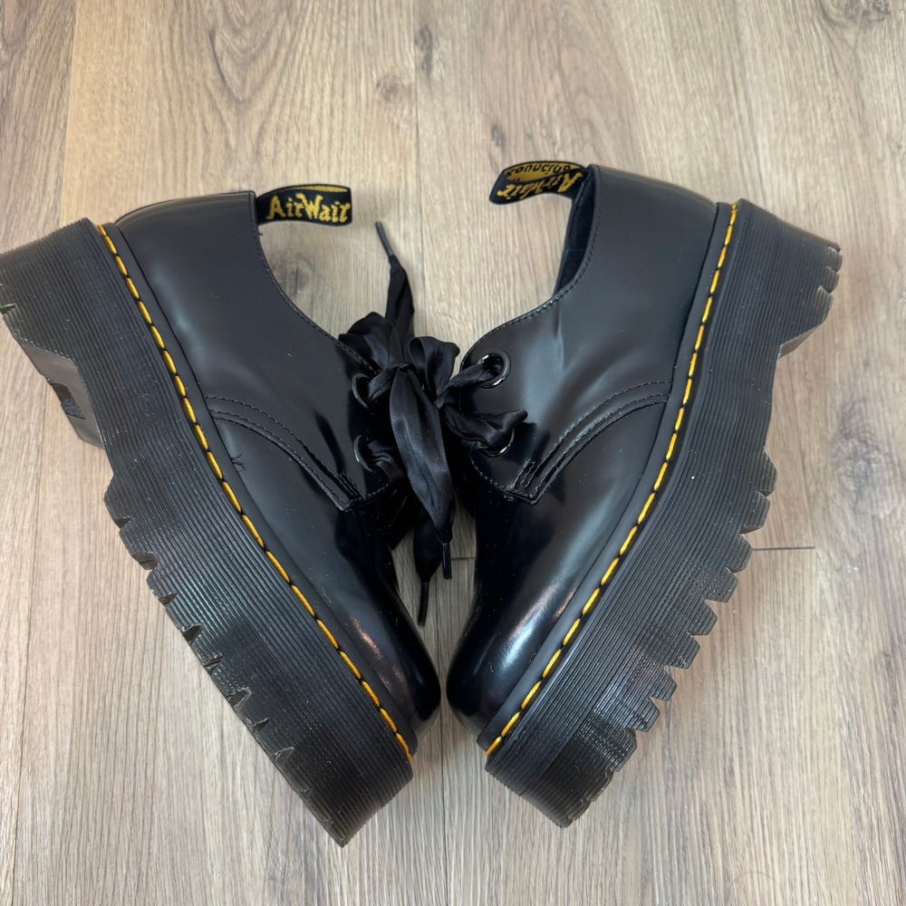 Dr Martens Holly Black Buttero Leather Platform Oxford Shoes Women's Size 7 EUC - Picture 7 of 9